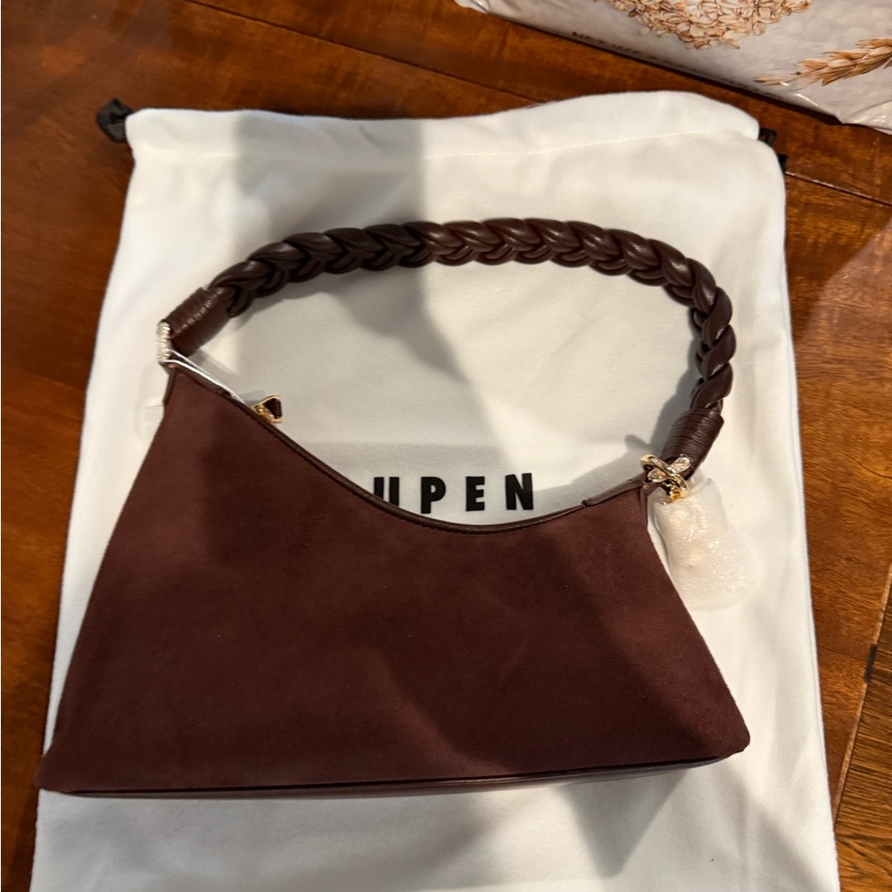 Aupen Brown Braided Handle Women's Bag